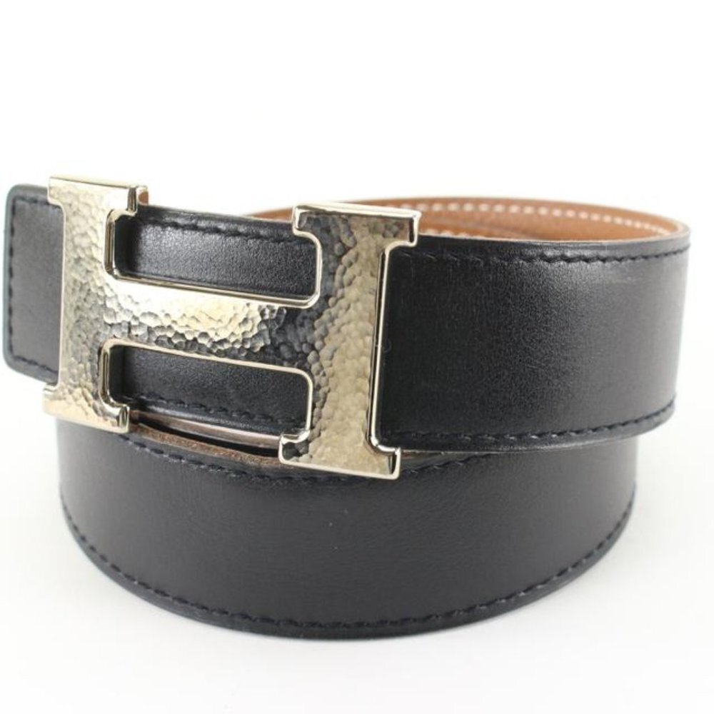 Hermès 32mm Martelee Reversible H Logo Belt Hammered Buckle 85h629s